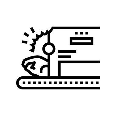 Tavuk makinesi çizgisi ikon vektörünü kes. Tavuk kesme makinesi işareti. izole edilmiş çizgi simgesi siyah illüstrasyon