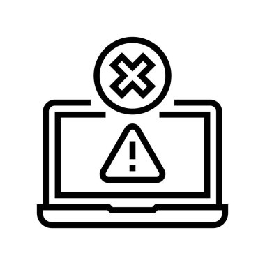 Dizüstü bilgisayar çizgisi ikon vektörünü kullanma yasağı. Dizüstü bilgisayar işareti kullanma yasağı. izole edilmiş çizgi simgesi siyah illüstrasyon