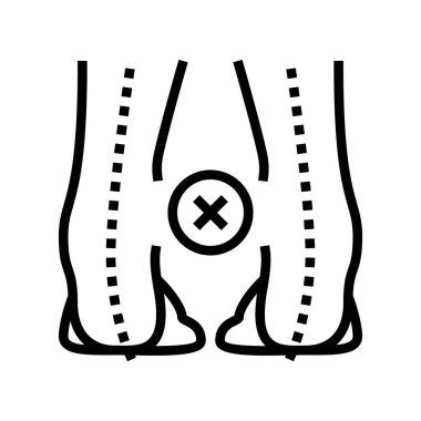 Bacak çizgi ikon vektörünün dışa doğru eğriliği. Bacak kıvrımları işaret ediyor. izole edilmiş çizgi simgesi siyah illüstrasyon