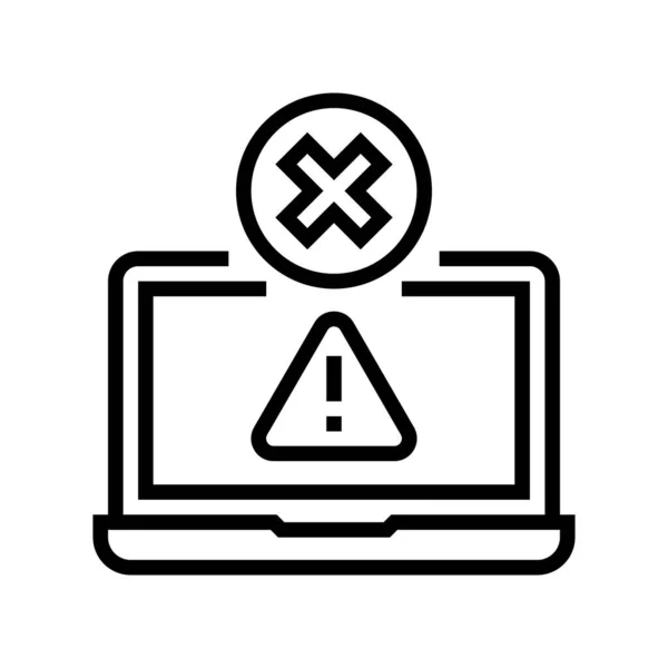 Proibição Uso Laptop Vetor Ícone Linha Proibição Uso Sinal Laptop — Vetor de Stock