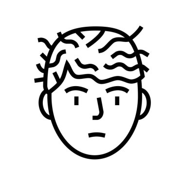 Keratin 'den önce kadın çizgi ikon vektörünü kullan. Keratin kullanmadan önce kadın işareti. izole edilmiş çizgi simgesi siyah illüstrasyon