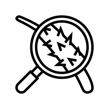 Hasarlı saç araştırma hattı ikon vektörü. Hasarlı saç araştırma işareti. izole edilmiş çizgi simgesi siyah illüstrasyon