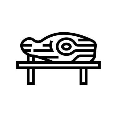 Ahşap el yapımı heykel çizgisi ikon vektörü. Ahşap el yapımı heykel işareti. izole edilmiş çizgi simgesi siyah illüstrasyon