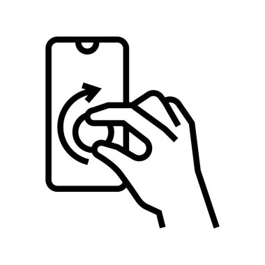 akıllı telefon ekran çizgisi ikon vektöründe dijital düğmeye basmak. Akıllı telefon ekranı işaretinde dijital düğmeye basmak. izole edilmiş çizgi simgesi siyah illüstrasyon