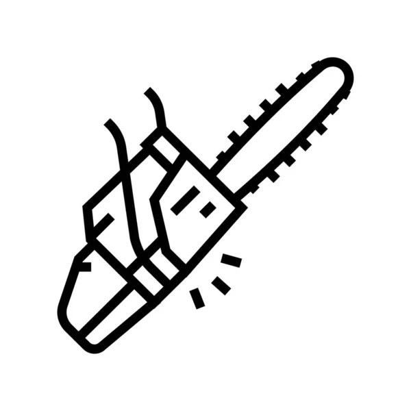 Kettensägen Ausrüstung Linie Symbol Vektor Kettensägen Ausrüstungsschild Isolierte Kontur Symbol — Stockvektor