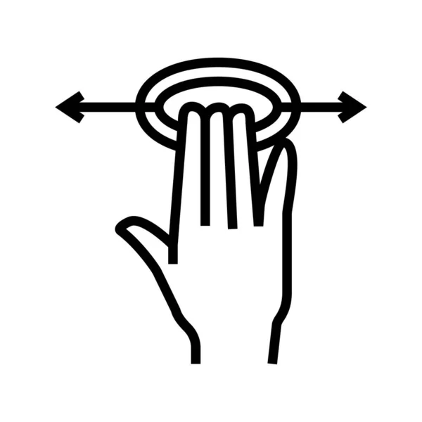 用三根手指线图标矢量触摸智能手机屏幕 智能手机屏幕触摸与三个手指标志 孤立的等高线符号黑色插图 — 图库矢量图片