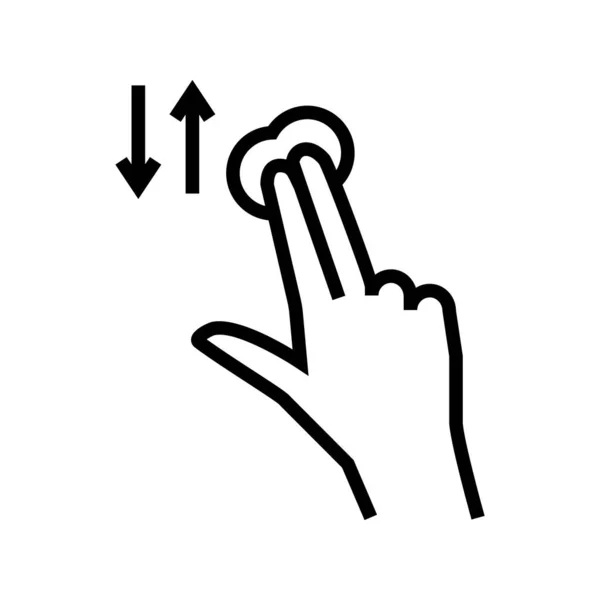 两个手指在智能手机屏幕线图标向量上滑动 两个手指在智能手机屏幕上滑动 孤立的等高线符号黑色插图 — 图库矢量图片