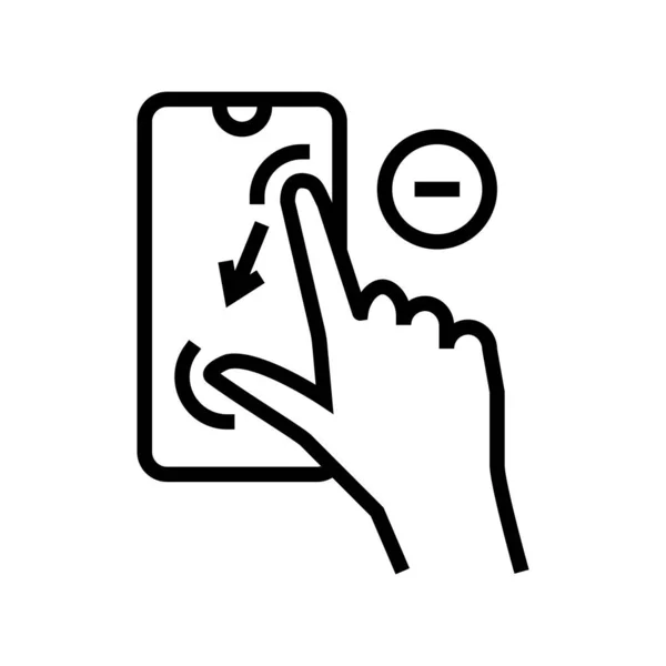 Jest Ekranı Hat Simgesi Vektörünü Yakınlaştır Jest Telefon Ekranı Işaretini — Stok Vektör