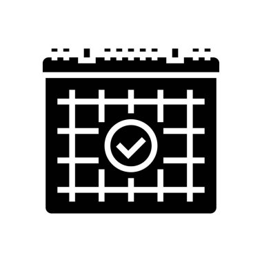 Kuaför glyph ikon vektörü için ziyaret tarihi. Kuaför tabelası için randevu. izole edilmiş çizgi simgesi siyah illüstrasyon