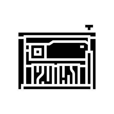 Testere makinesi glyph ikon vektörü. Bıçkıhane makinesi işareti. izole edilmiş çizgi simgesi siyah illüstrasyon