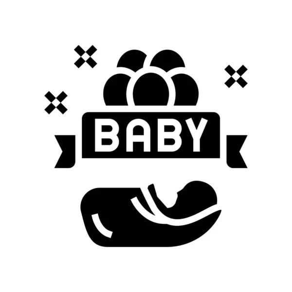 Baby Geboren Feier Ballons Glyphen Symbol Vektor Baby Geboren Feier — Stockvektor