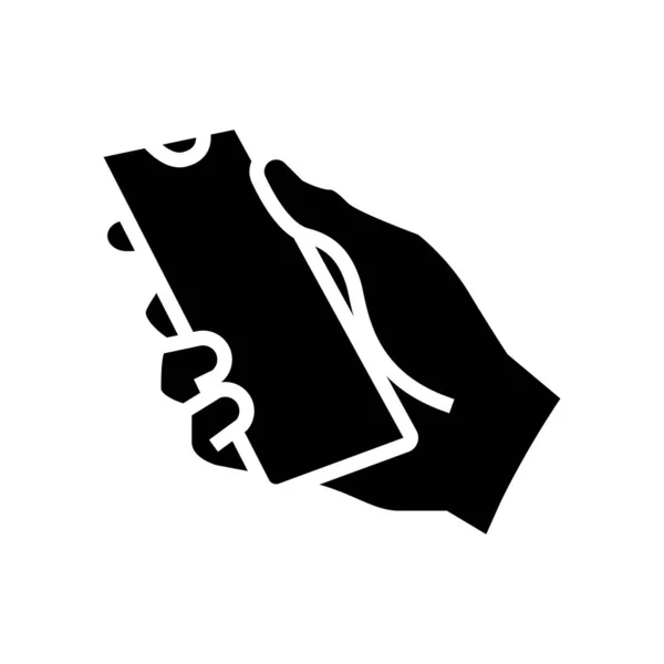 Рука Тримає Значок Гліфа Смартфона Вектор Рука Тримає Знак Смартфона — стоковий вектор