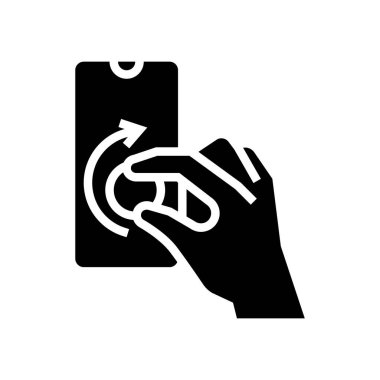 akıllı telefon ekranı simge vektöründe dijital düğmeye basmak. Akıllı telefon ekranı işaretinde dijital düğmeye basmak. izole edilmiş çizgi simgesi siyah illüstrasyon