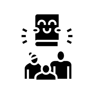 Aile sembolü vektörü kitabı. Aile imzası için kitap. izole edilmiş çizgi simgesi siyah illüstrasyon