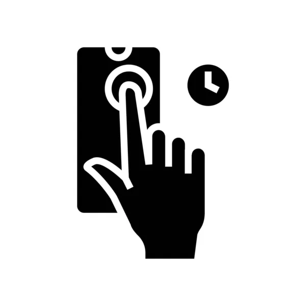 Appuyez Maintenez Affichage Téléphone Glyphe Icône Vecteur Appuyez Maintenez Panneau — Image vectorielle