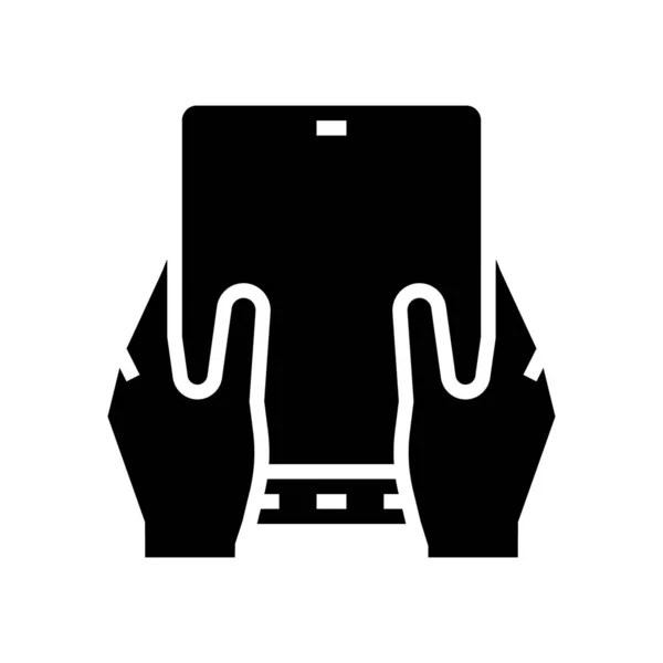 Χρήστης Που Παίζει Ευέλικτη Οθόνη Smartphone Glyph Διάνυσμα Εικονίδιο Χρήστης — Διανυσματικό Αρχείο