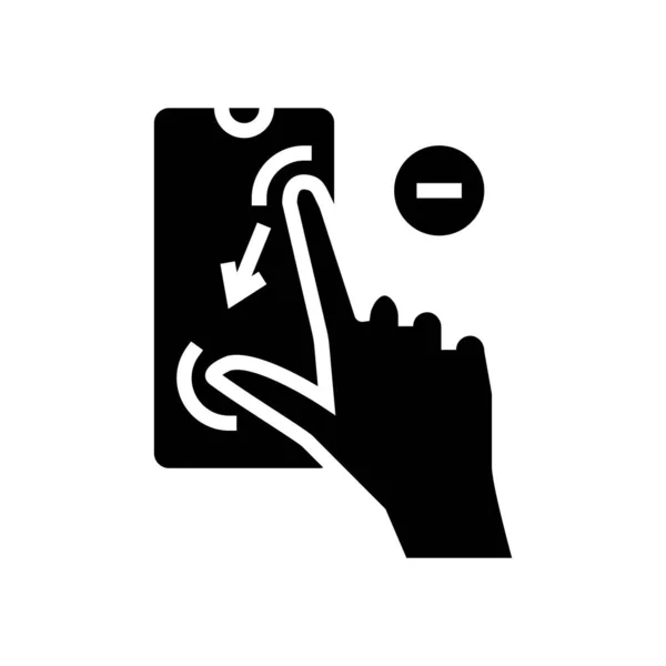 Zoom Out Gesture Phone Screen Glyph Icon Vector Zoom Out — Stock Vector