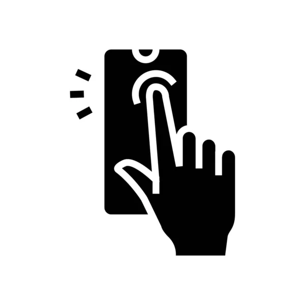 Tikken Met Vinger Smartphone Scherm Glyph Icoon Vector Tikken Met — Stockvector