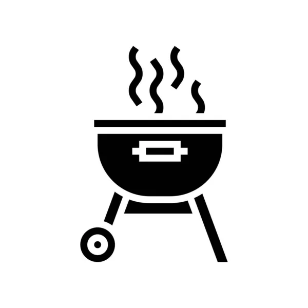 Barbacoa Hierro Verano Picnic Glifo Icono Vector Barbacoa Hierro Verano — Vector de stock