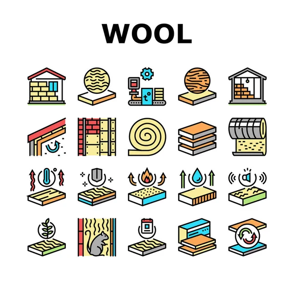 Mineral Wool Material Collection Icons Set Vector Glass Basalt Mineral — Stock Vector