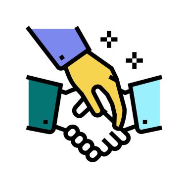 İş adabı renk ikonu vektörünün korunmasında yardım. İş adabı tabelasının korunması için yardım. izole edilmiş sembol çizimi