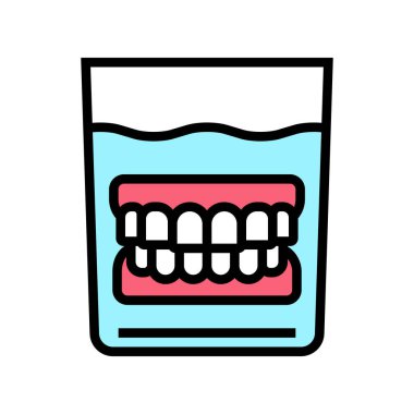 Cam renk ikon vektöründe yanlış çene. Cam işaretli sahte çene. izole edilmiş sembol çizimi