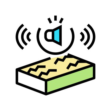 Gürültü yalıtım özellikleri renk ikonu vektörü. Gürültü yalıtım özellikleri işareti. izole edilmiş sembol çizimi