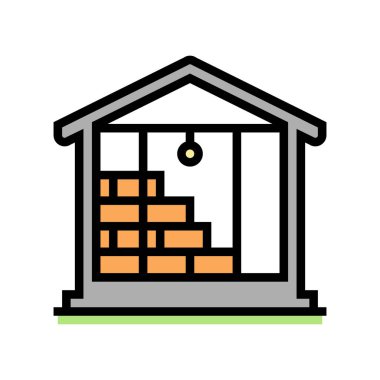 Duvar yalıtımının içinde mineral yün rengi ikon vektörü var. Duvar yalıtımının içinde mineral yünü işareti var. izole edilmiş sembol çizimi