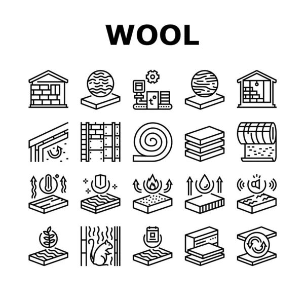 컬렉션 Icons Set Vector Glass Basalt Mineral Wool Thermal Noise — 스톡 벡터