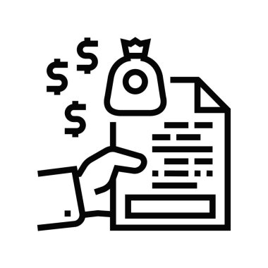 Muhasebe ve mali yönetim çizgisi ikon vektörüne yardım. Muhasebe ve mali yönetim tabelasına yardım. izole edilmiş çizgi simgesi siyah illüstrasyon