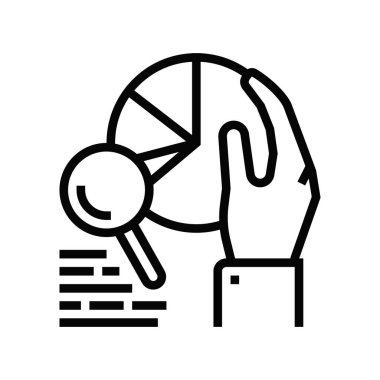 pazar araştırma çizgisi ikon vektörü. Piyasa araştırma işareti. izole edilmiş çizgi simgesi siyah illüstrasyon