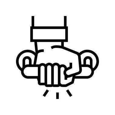 Yaşlıların çizgi ikon vektörünü desteklemek için kullan. Yaşlı insanların imzasını desteklemek için. izole edilmiş çizgi simgesi siyah illüstrasyon