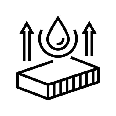 Hidrofobi mineral yün çizgi ikon vektörü. Hidrofobi mineral yünü işareti. izole edilmiş çizgi simgesi siyah illüstrasyon