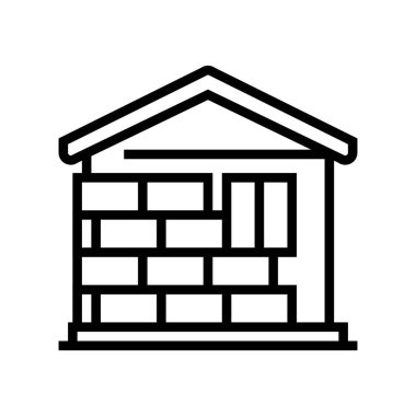 Duvar yalıtımı, mineral yün çizgi ikon vektörü dışında. Duvar yalıtımı, mineral yünü işareti dışında. izole edilmiş çizgi simgesi siyah illüstrasyon