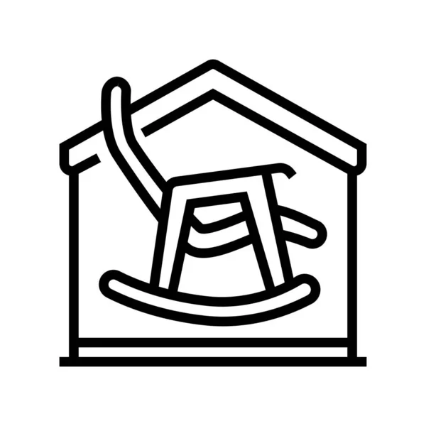 Rocking Chair Dans Maison Ligne Icône Vecteur Chaise Berçante Dans — Image vectorielle