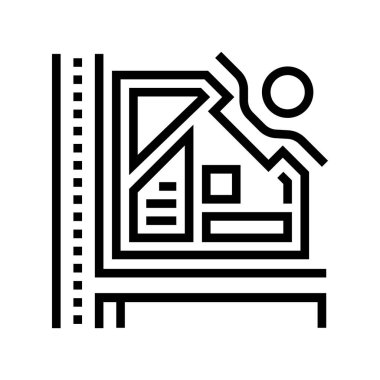 Bahçe konumu harita çizgisi ikon vektörü. Bahçe konumu harita işaretinde. izole edilmiş çizgi simgesi siyah illüstrasyon