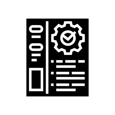 Muhasebe sembolü vektörünün optimizasyonu. Muhasebe işaretinin optimizasyonu. izole edilmiş çizgi simgesi siyah illüstrasyon