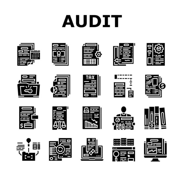 Business Finance Audit Collection Ikony Nastavit Vektor Srovnávací Analýza Daňové — Stockový vektor