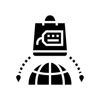 Alışveriş turizmi sembolü vektörü. Alışveriş turizmi tabelası. izole edilmiş çizgi simgesi siyah illüstrasyon