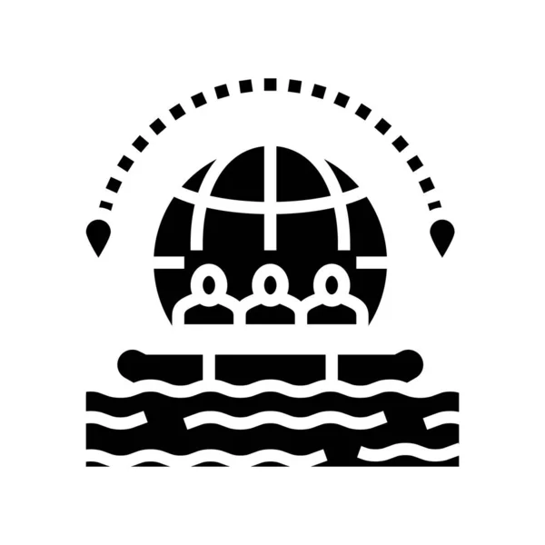 Rafting Turizmus Glyph Ikon Vektor Rafting Turisztikai Tábla Elszigetelt Kontúr — Stock Vector