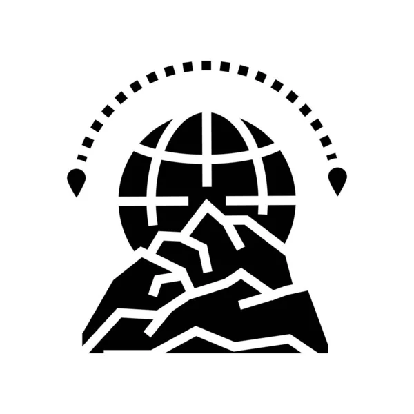 Mountain Tourism Glyph Icon Vector Mountain Tourism Sign Isolated Contour — Stock Vector