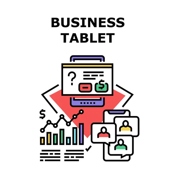 Tablette Business Vector Concept Illustration des couleurs — Image vectorielle