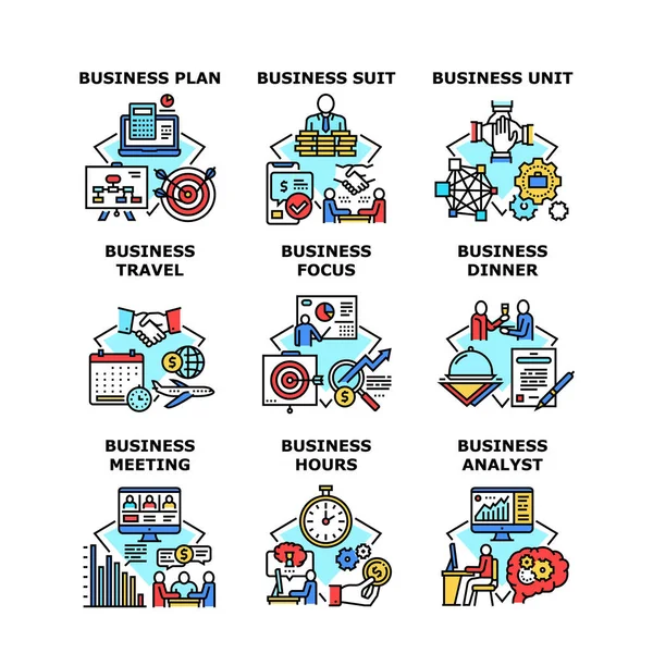 Conjunto de Planejamento Empresarial Ícones Ilustrações vetoriais — Vetor de Stock