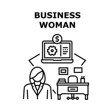 İş kadını Vektör Siyahi İllüstrasyon