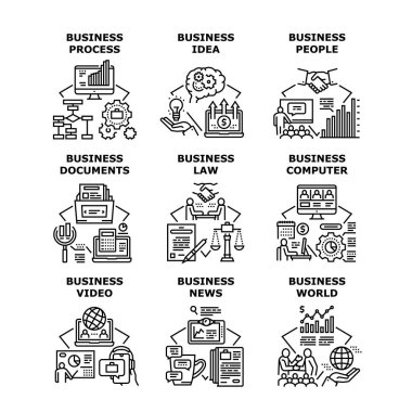İş Süreci Simge Vektör Resimlerini Ayarladı