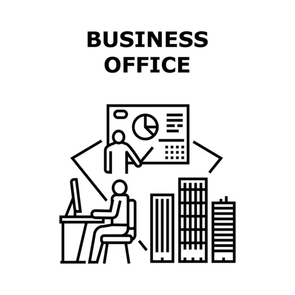 Business Office Vector Concept Black Illustration — Image vectorielle