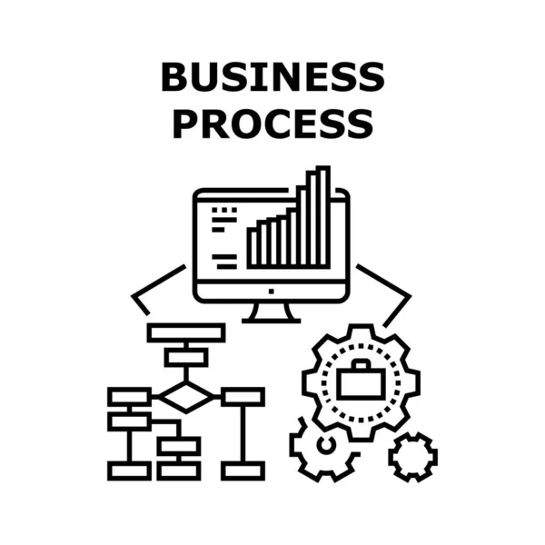 Conceito de Vetor de Processo de Negócio Ilustração Preta —  Vetores de Stock