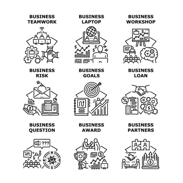 Objetivos de Negócios Set Icons Vector Illustrations —  Vetores de Stock