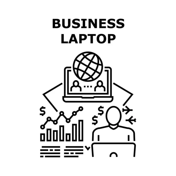 Business Laptop Vector Concept Black Illustration —  Vetores de Stock