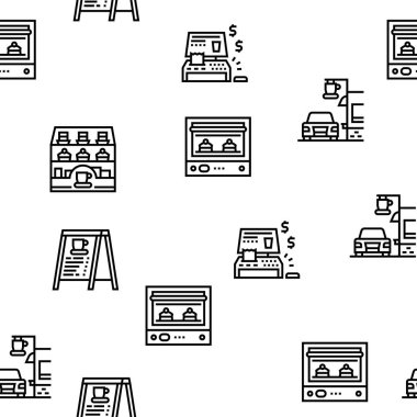 Kahve Dükkanı Malzeme Vektörü Kusursuz Desen